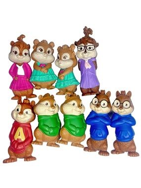 Lot 9 Alvin The Chipmunks Chipettes Squeakquel 6 McDonalds Toy Complete + bonus